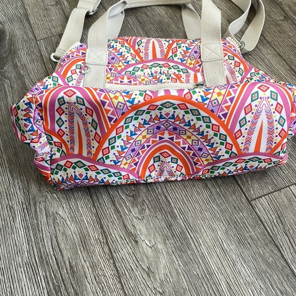Kipling | Jumping for Joy Art U Expandable Shoulder Travel Bag White Pink - Picture 3 of 11